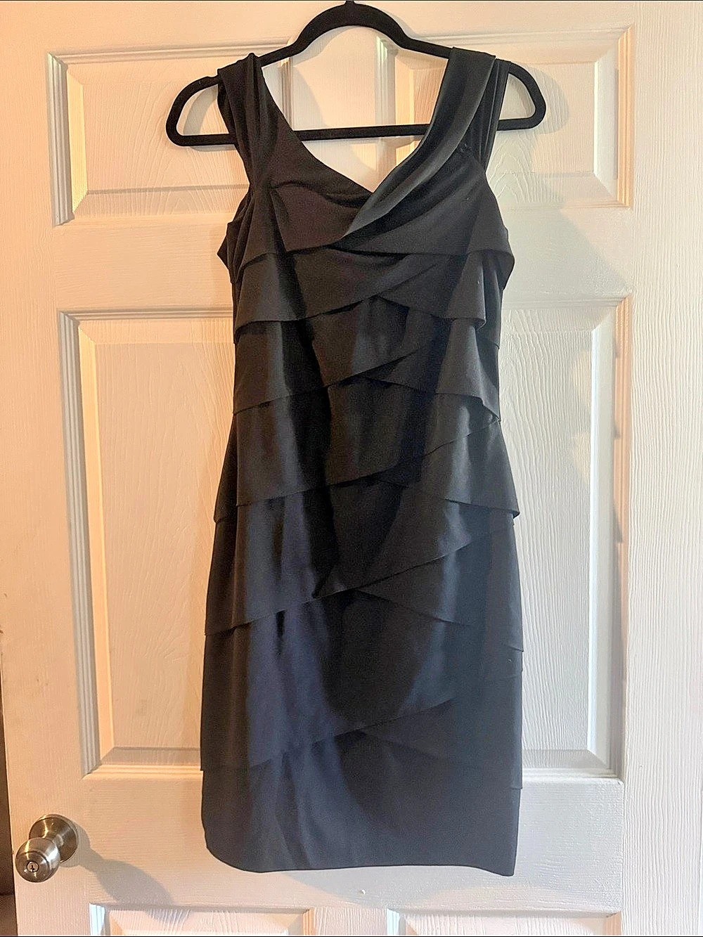 White Black Market Women's Black Ruffle Mini Dress Size 10